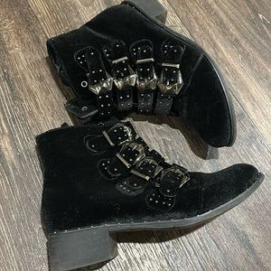 Velvet Buckle Boots